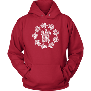Fun Circle of Life Tribal Turtle Shirt, White Print T-shirt Unisex Hoodie Red S