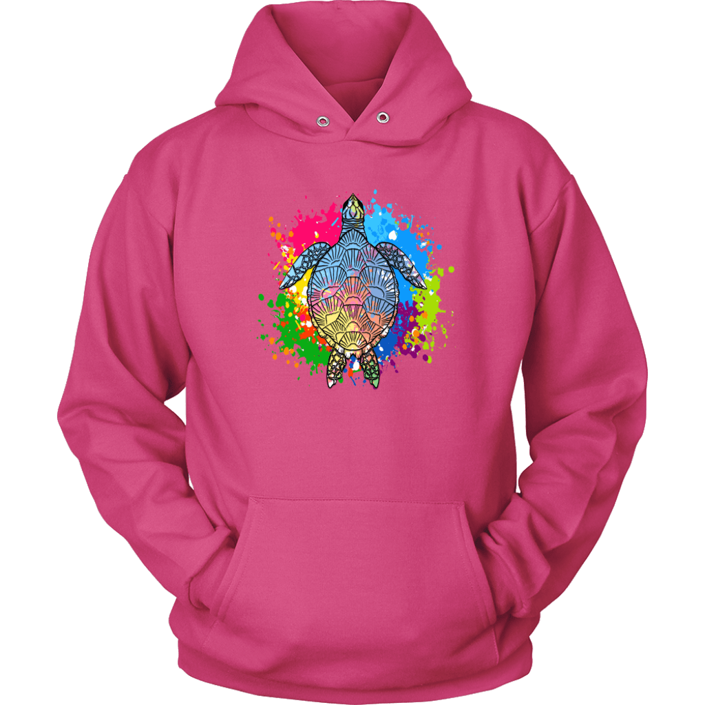 Vibrant Color Splash Sea Turtle T-shirt Unisex Hoodie Sangria S