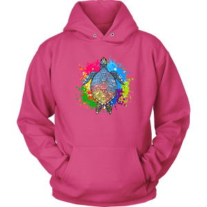 Vibrant Color Splash Sea Turtle T-shirt Unisex Hoodie Sangria S