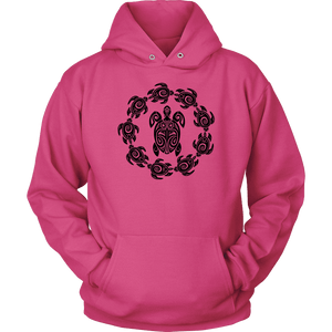 Fun Circle of Life Tribal Turtle Shirt, Black Print T-shirt Unisex Hoodie Sangria S