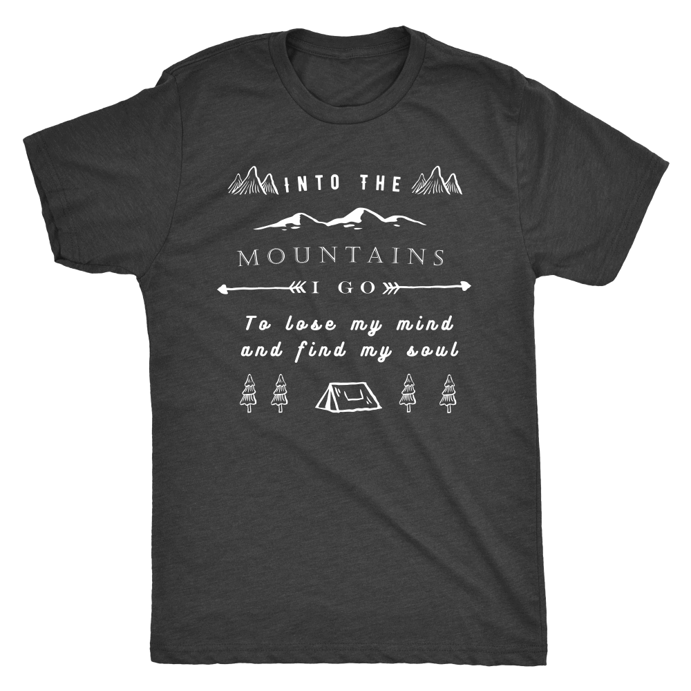 Into the Mountains I Go T-shirt Next Level Mens Triblend Vintage Black S
