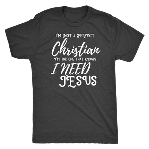 Not A Perfect Christian, Shirts T-shirt Next Level Mens Triblend Vintage Black S