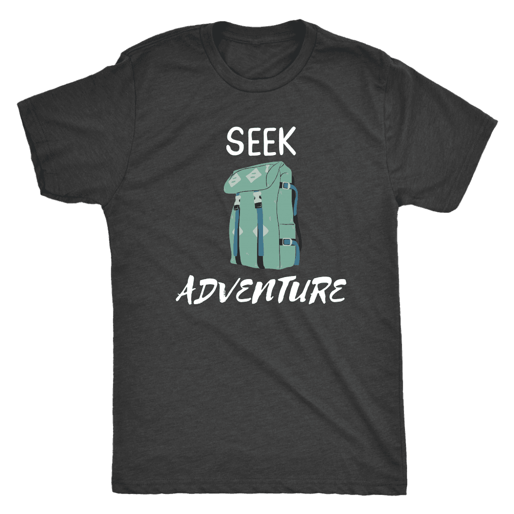 Seek Adventure with Backpack (Mens) T-shirt Next Level Mens Triblend Vintage Black S