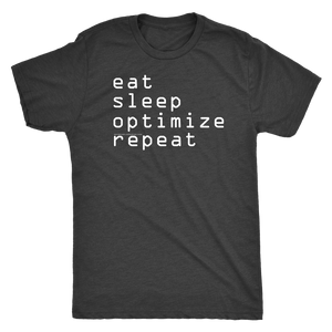 eat, sleep, optimize, repeat T-shirt Next Level Mens Triblend Vintage Black S