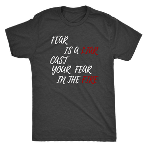 Fear Is A LIAR! White T-shirt Next Level Mens Triblend Vintage Black S