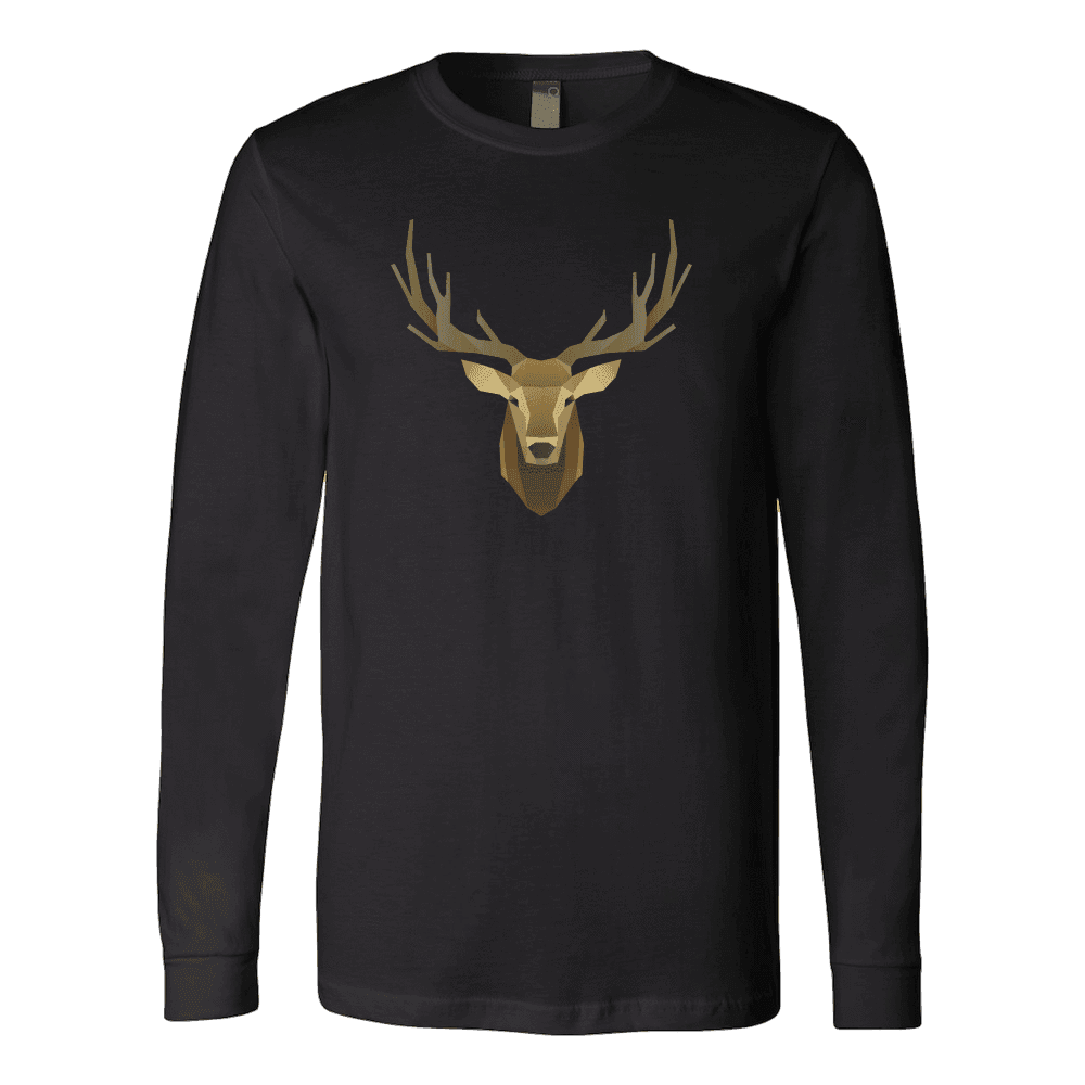 Deer Portrait, Real T-shirt Canvas Long Sleeve Shirt Black S