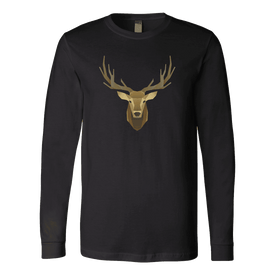 Deer Portrait, Real T-shirt Canvas Long Sleeve Shirt Black S