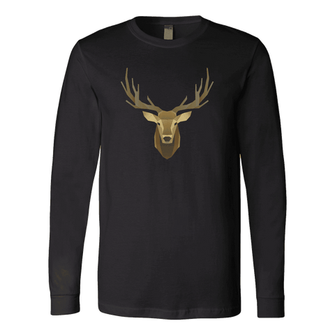 Image of Deer Portrait, Real T-shirt Canvas Long Sleeve Shirt Black S