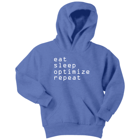 Image of eat, sleep, optimize repeat Hoodie V.1 T-shirt Youth Hoodie Carolina Blue XS