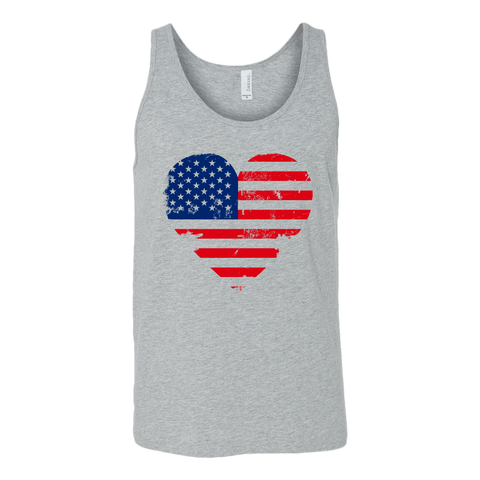 Image of Love America Men's Shirts, White T-shirt Canvas Unisex Tank Athletic Grey S