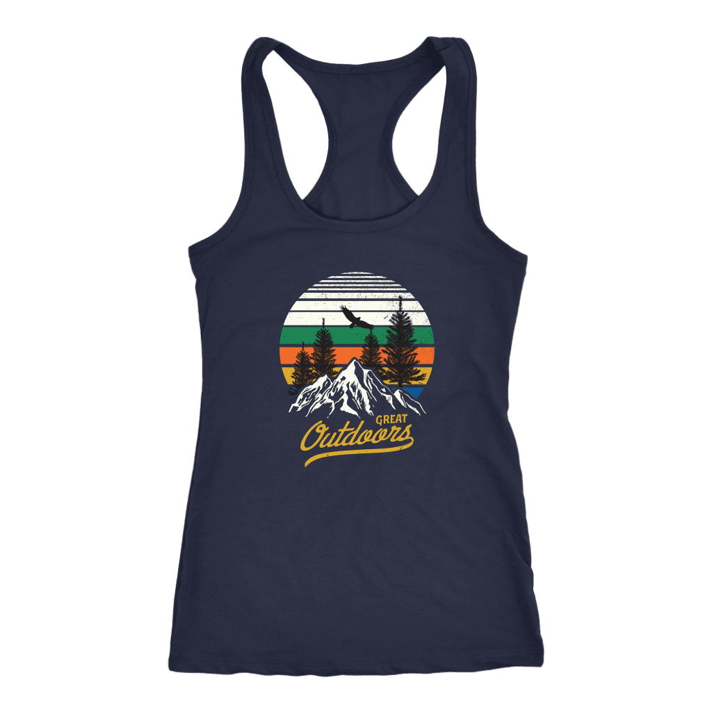 Great Outdoors Shirts | Womens T-shirt Next Level Racerback Tank Navy XS