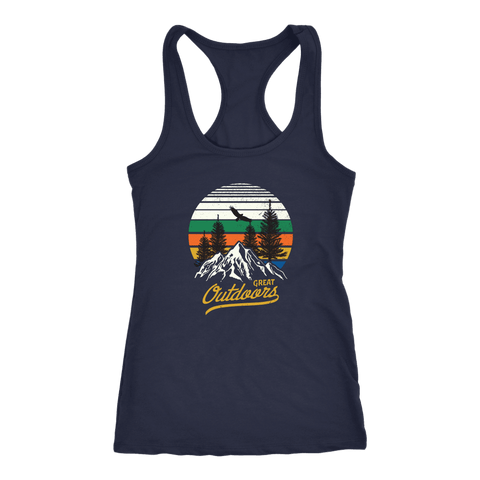 Image of Great Outdoors Shirts | Womens T-shirt Next Level Racerback Tank Navy XS