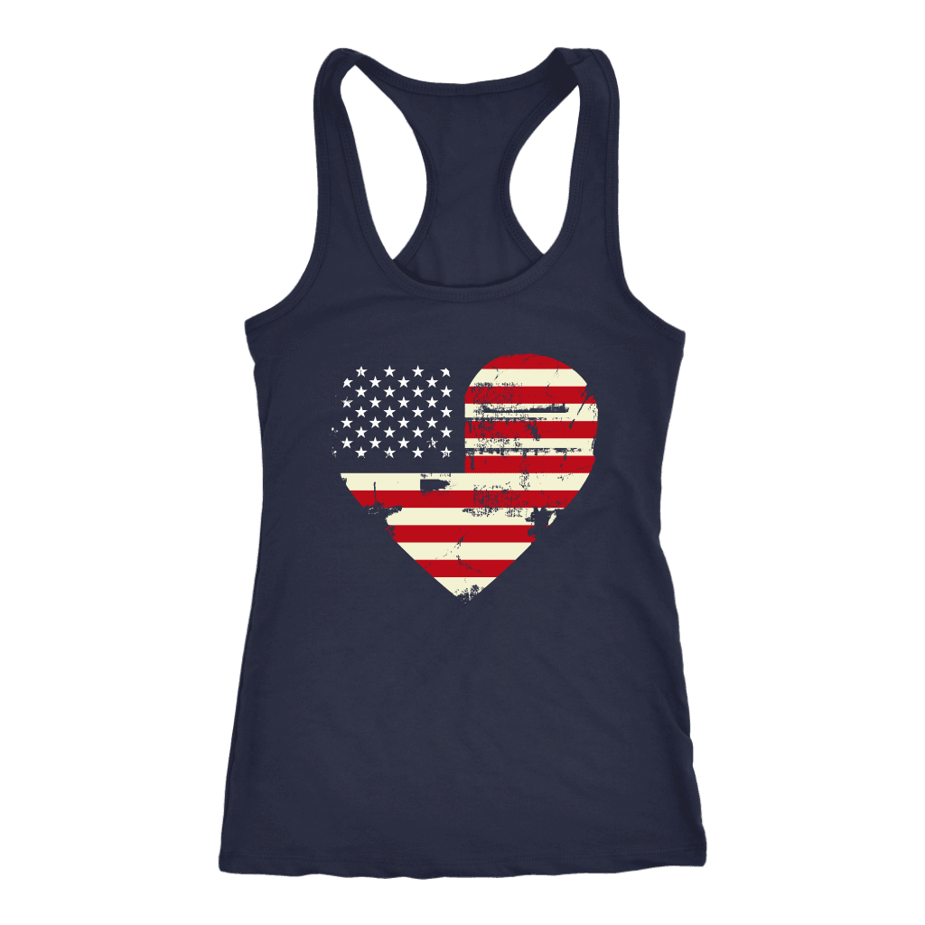 Love America Racerback Tank, Blue T-shirt Next Level Racerback Tank Navy XS