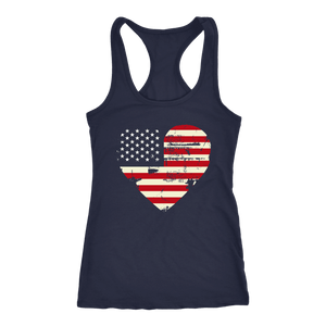 Love America Racerback Tank, Blue T-shirt Next Level Racerback Tank Navy XS