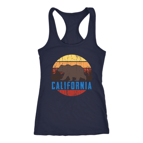 Image of Big Bear California Shirt V.1, Womens Shirts T-shirt Next Level Racerback Tank Navy XS