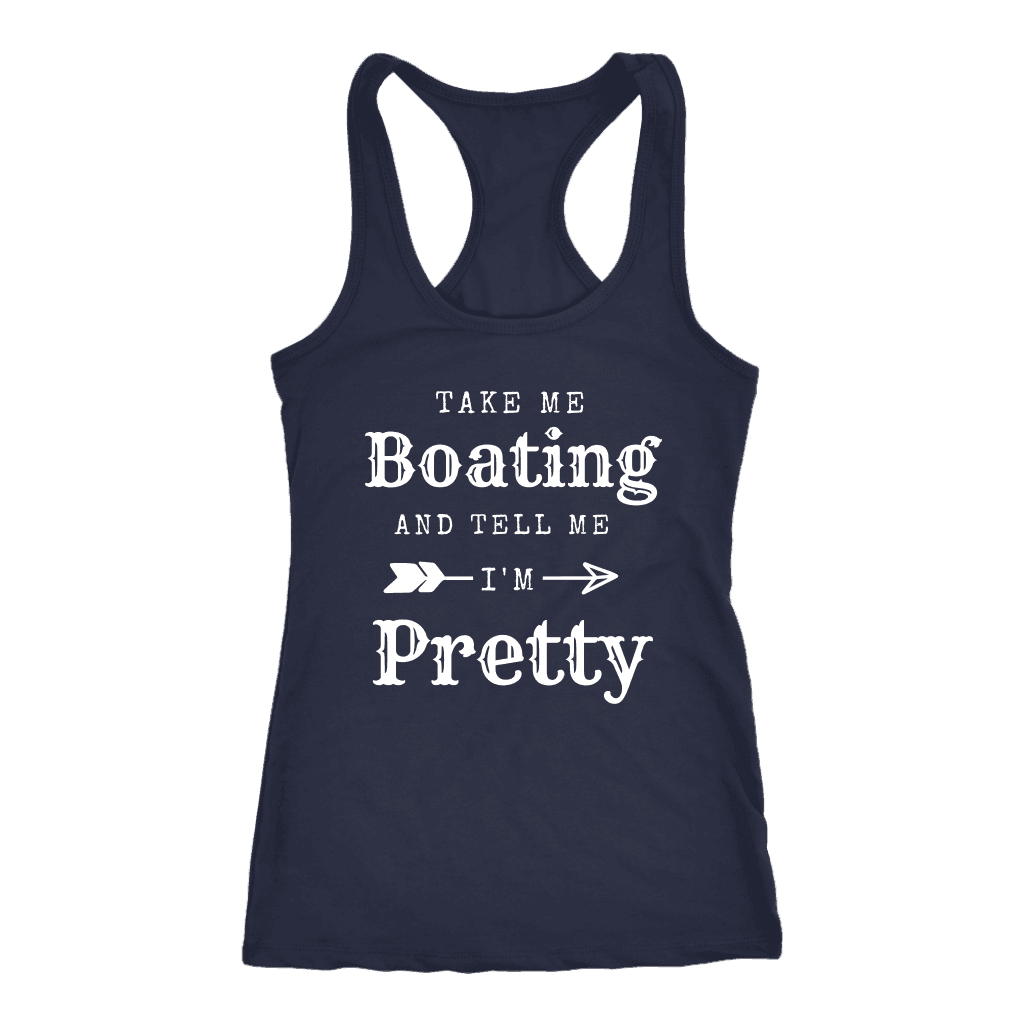 Take Me Boating Womens Shirts T-shirt Next Level Racerback Tank Navy XS