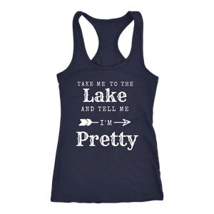 To The Lake T-shirt Next Level Racerback Tank Navy XS