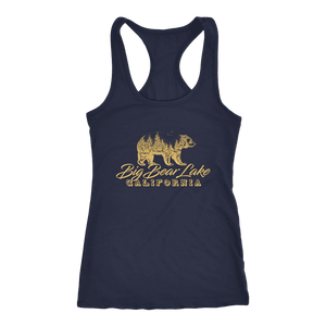 Big Bear Lake California V.2, Womens, Gold T-shirt Next Level Racerback Tank Navy XS
