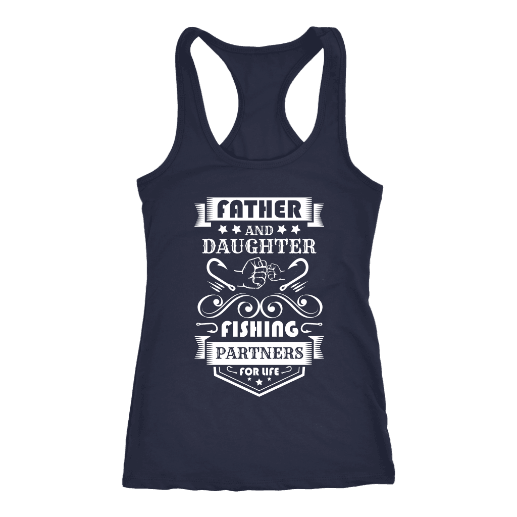Father and Daughter Fishing Partners T-shirt Next Level Racerback Tank Navy XS