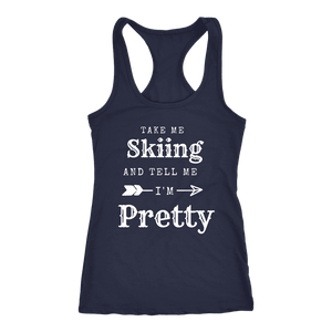 Take Me Skiing T-shirt Next Level Racerback Tank Navy XS