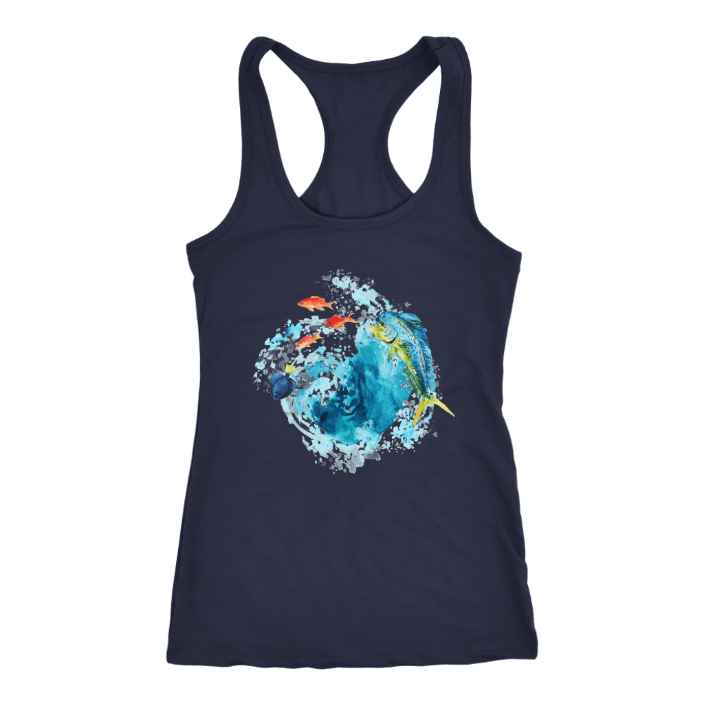 Dorado Fish T-shirt Next Level Racerback Tank Navy XS