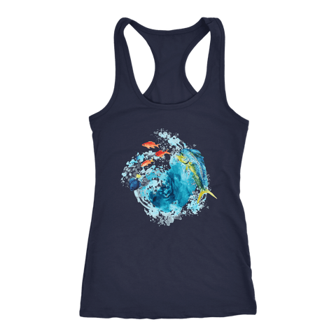 Image of Dorado Fish T-shirt Next Level Racerback Tank Navy XS