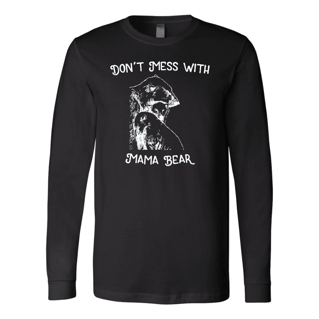 Mama Bear Sketch 1 T-shirt Canvas Long Sleeve Shirt Black S