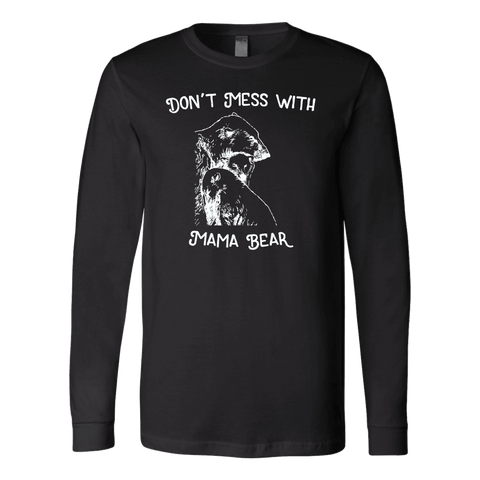 Image of Mama Bear Sketch 1 T-shirt Canvas Long Sleeve Shirt Black S