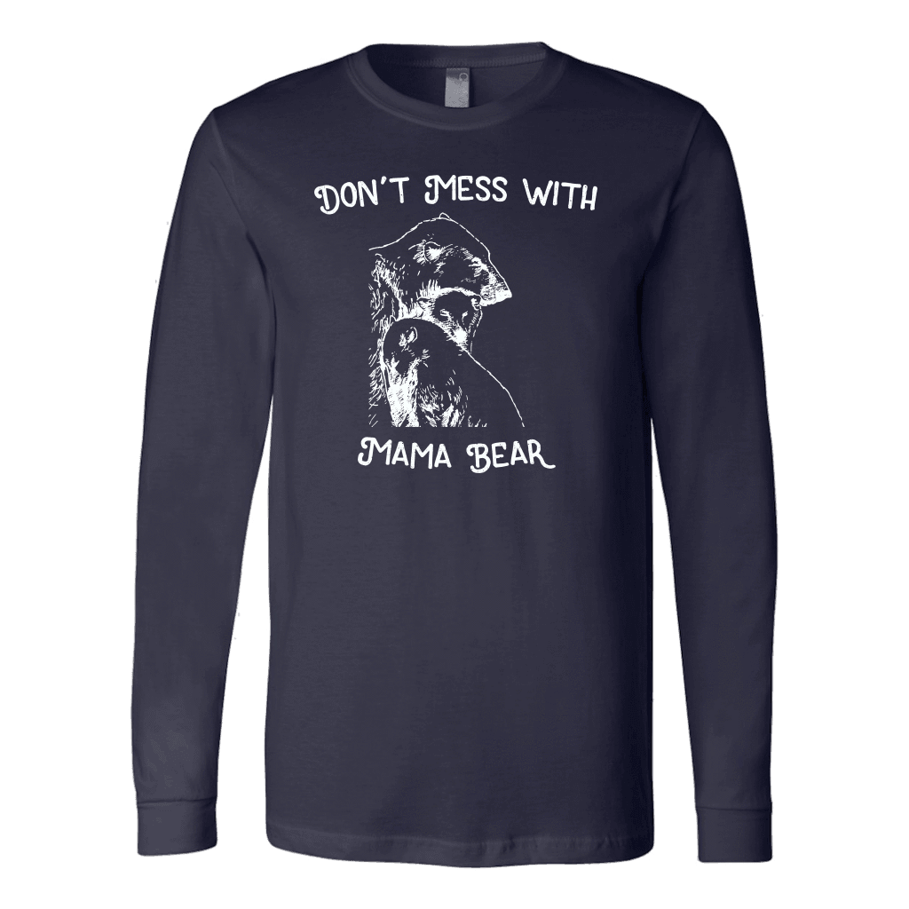 Mama Bear Sketch 1 T-shirt Canvas Long Sleeve Shirt Navy S