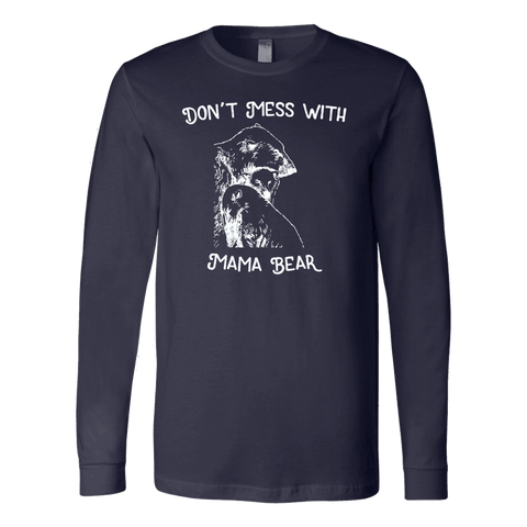 Image of Mama Bear Sketch 1 T-shirt Canvas Long Sleeve Shirt Navy S