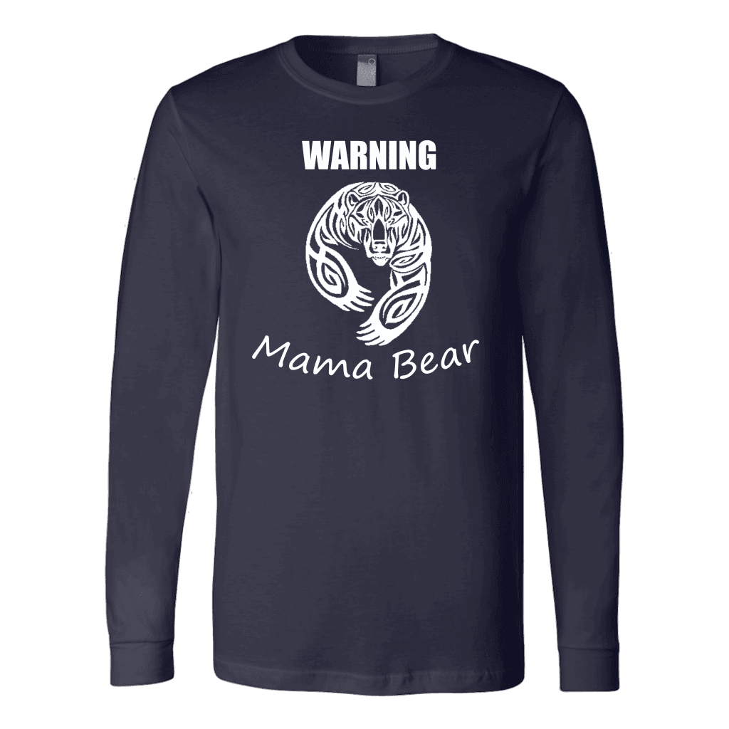 WARNING Mama Bear Celtic T-shirt Canvas Long Sleeve Shirt Navy S