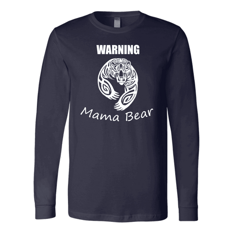 Image of WARNING Mama Bear Celtic T-shirt Canvas Long Sleeve Shirt Navy S