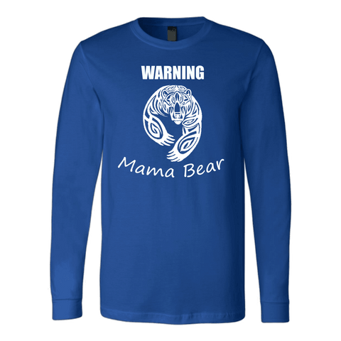 Image of WARNING Mama Bear Celtic T-shirt Canvas Long Sleeve Shirt Royal S