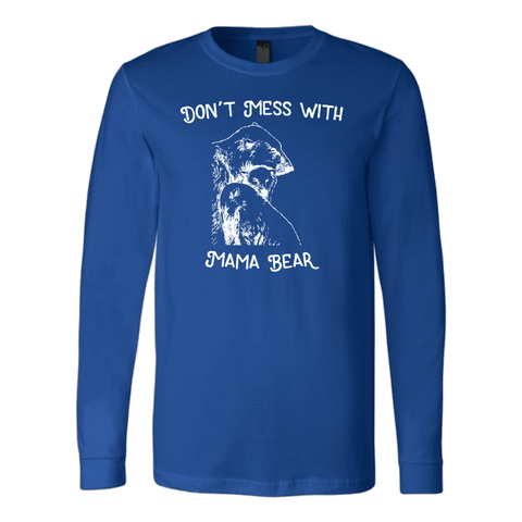 Image of Mama Bear Sketch 1 T-shirt Canvas Long Sleeve Shirt Royal S