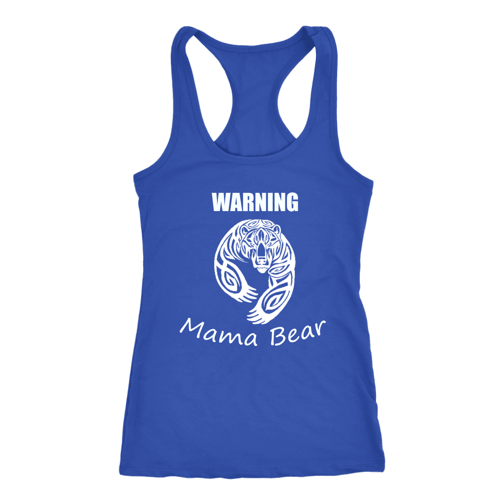 WARNING Mama Bear Celtic T-shirt Next Level Racerback Tank Royal XS