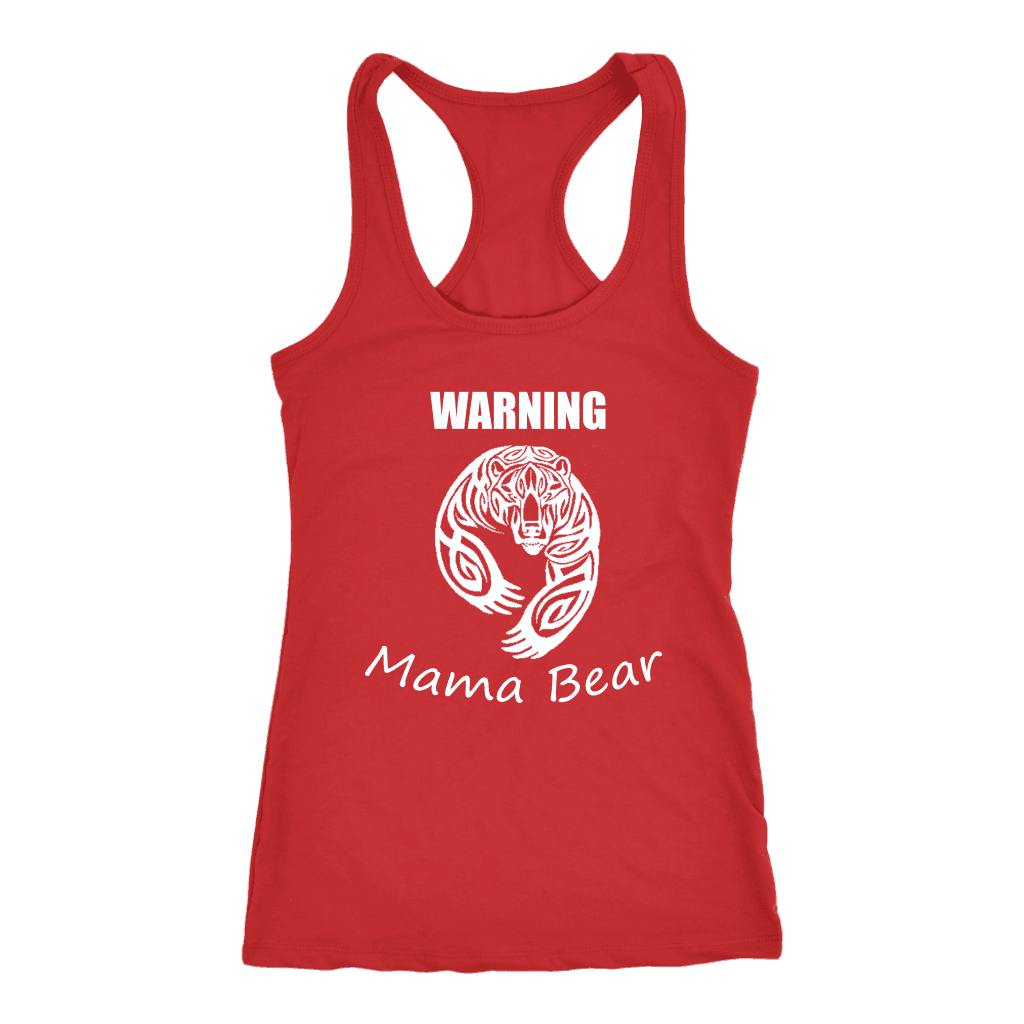 WARNING Mama Bear Celtic T-shirt Next Level Racerback Tank Red XS