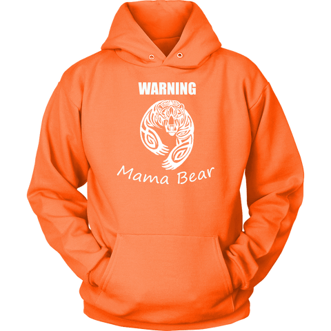 Image of WARNING Mama Bear Celtic Hoodie T-shirt Unisex Hoodie Neon Orange S