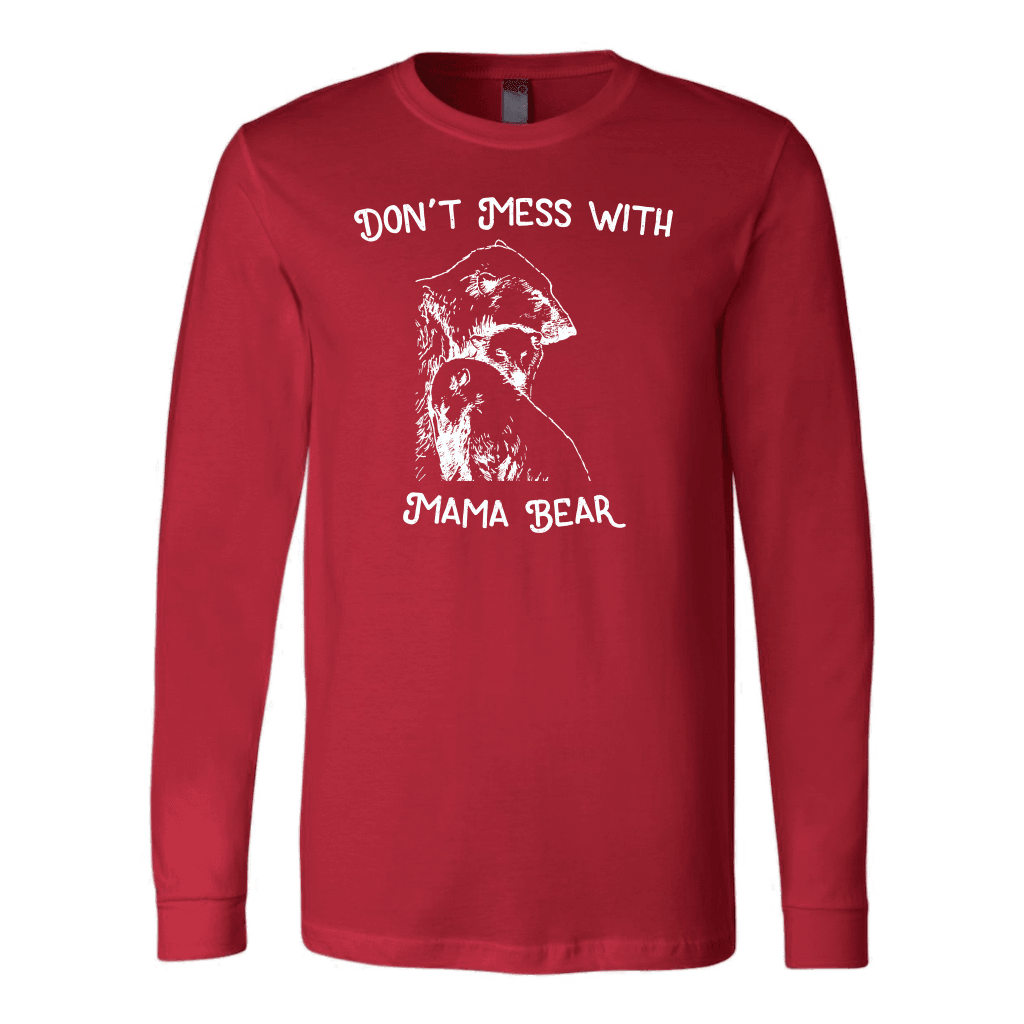 Mama Bear Sketch 1 T-shirt Canvas Long Sleeve Shirt Red S