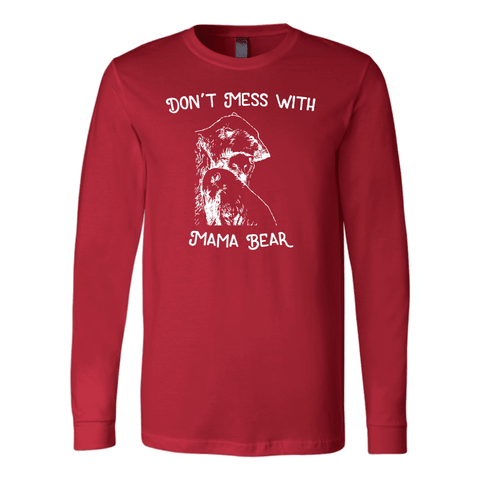 Image of Mama Bear Sketch 1 T-shirt Canvas Long Sleeve Shirt Red S