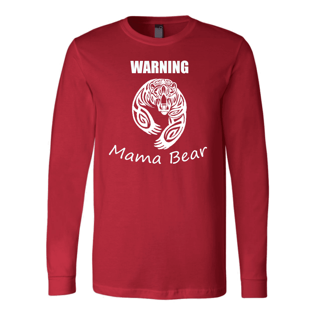 WARNING Mama Bear Celtic T-shirt Canvas Long Sleeve Shirt Red S