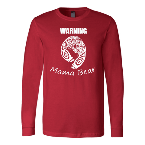 Image of WARNING Mama Bear Celtic T-shirt Canvas Long Sleeve Shirt Red S