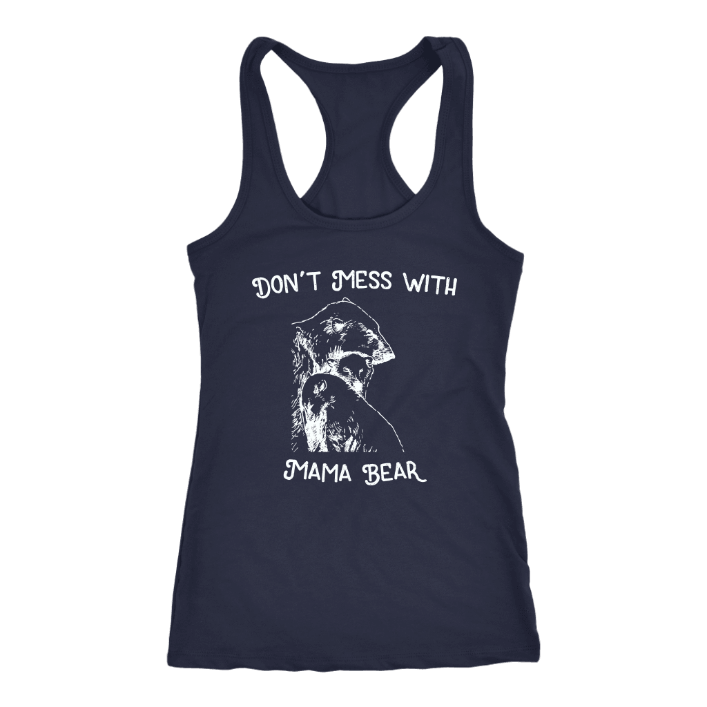 Mama Bear Sketch 1 T-shirt Next Level Racerback Tank Navy XS