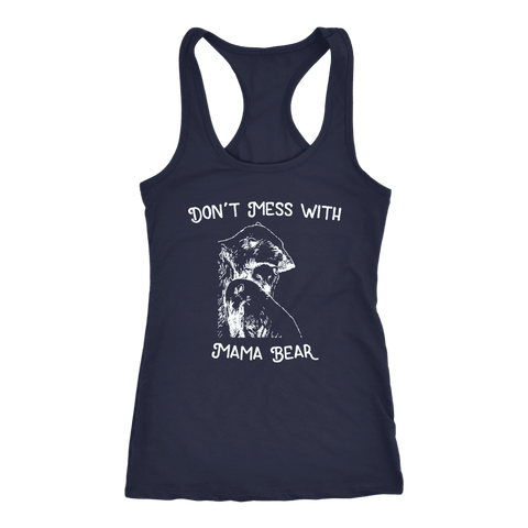 Image of Mama Bear Sketch 1 T-shirt Next Level Racerback Tank Navy XS