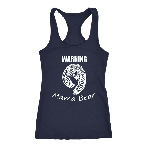 Image of WARNING Mama Bear Celtic T-shirt Next Level Racerback Tank Navy XS