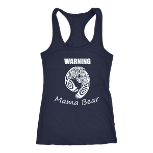 WARNING Mama Bear Celtic T-shirt Next Level Racerback Tank Navy XS