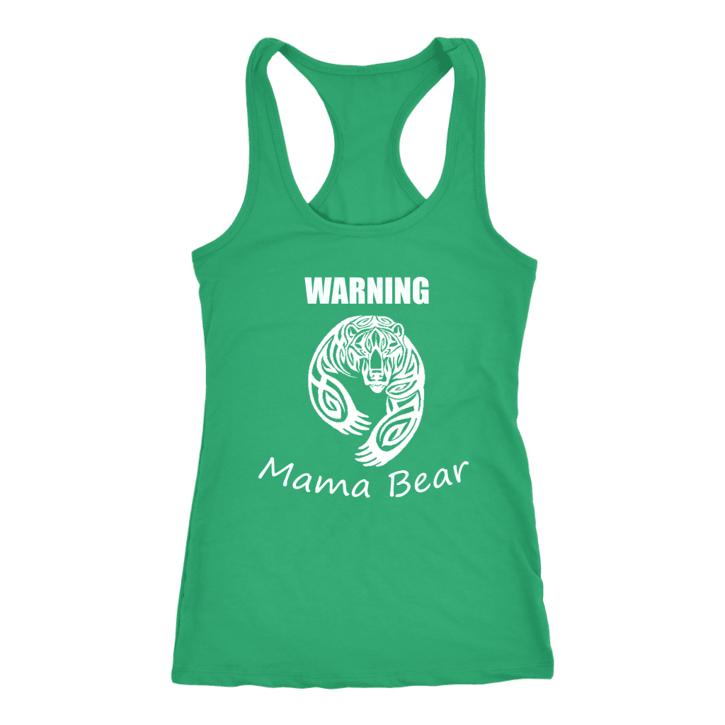 WARNING Mama Bear Celtic T-shirt Next Level Racerback Tank Kelly XS