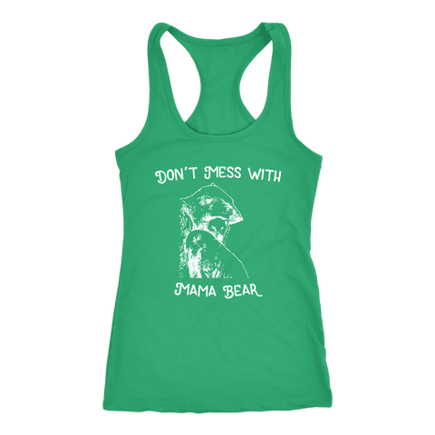 Image of Mama Bear Sketch 1 T-shirt Next Level Racerback Tank Kelly XS