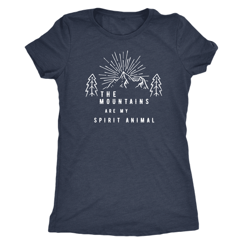 Image of Mountains Spirit T Shirt 1 T-shirt Next Level Womens Triblend Vintage Navy S