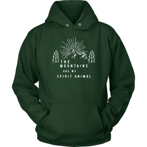 Image of Mountains Spirit T Shirt 1 T-shirt Unisex Hoodie Dark Green S
