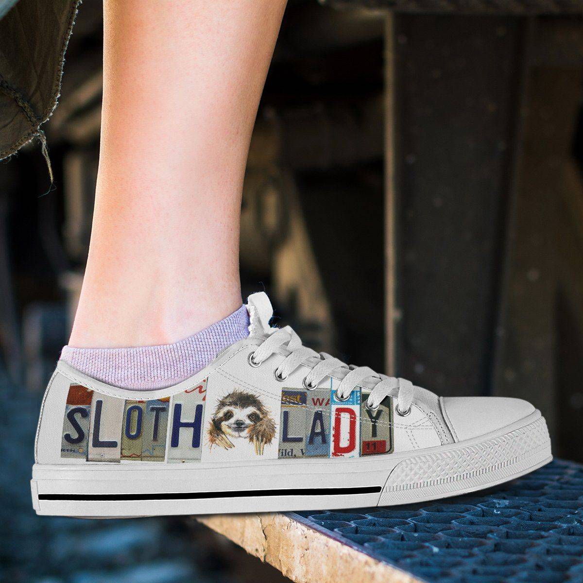 Sloth Lady Low Top Canvas Shoes Shoes 
